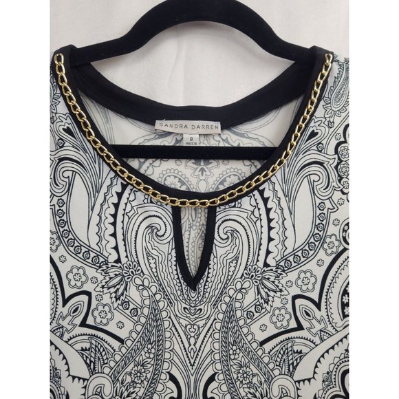 Sandra Darren Shift Dress Sz 8 Paisley Embellished Colorful Keyhole Sleeveless - Picture 3 of 9